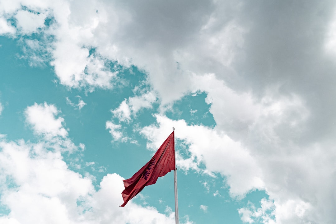 waving Albania flag