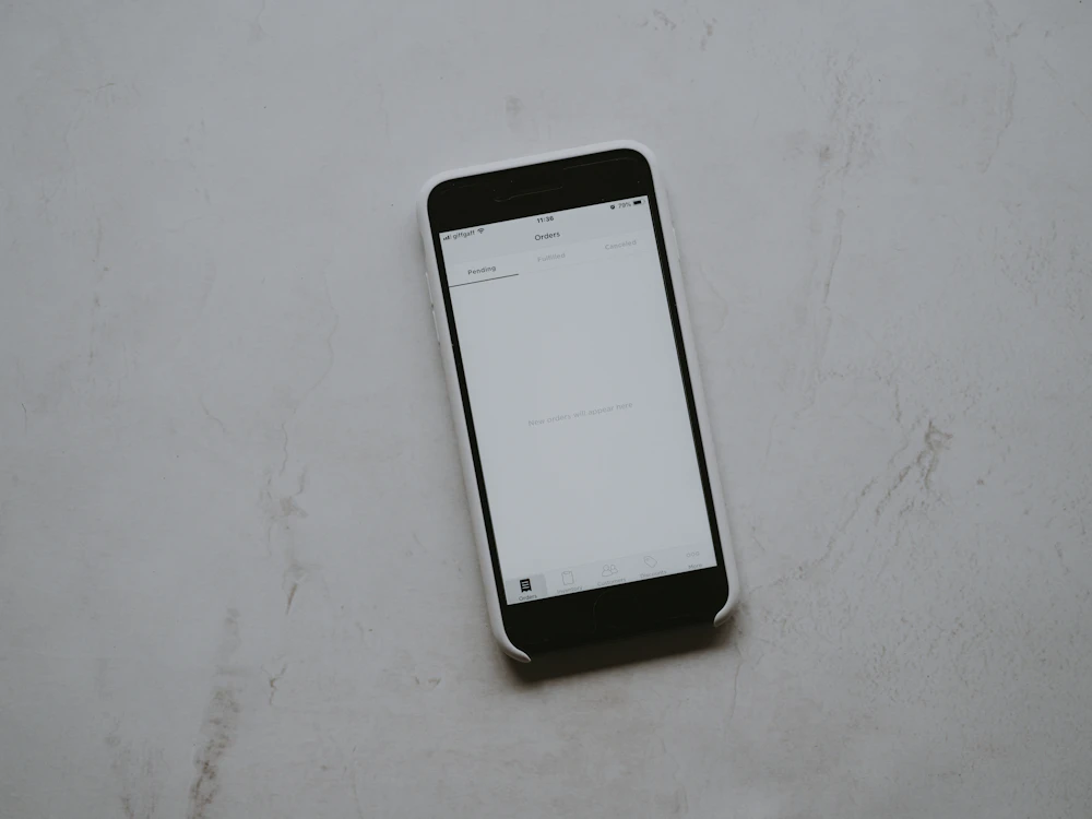 Phone showing an online shop