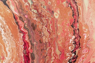 red, beige, and black abstract painting