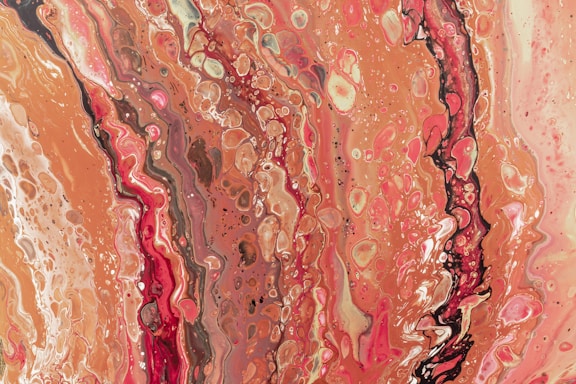 red, beige, and black abstract painting