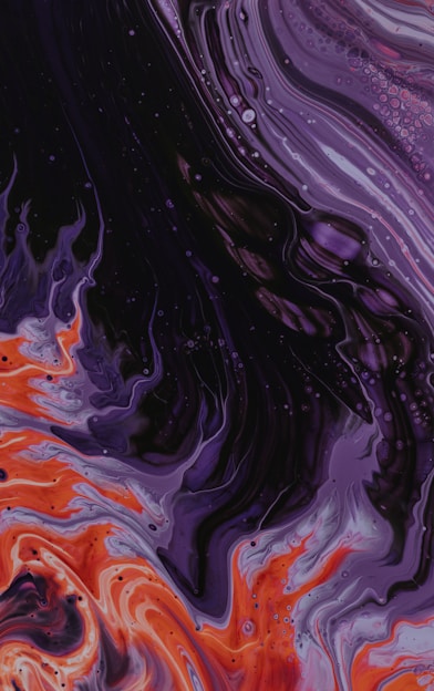 purple, black, and orange abstract paintin