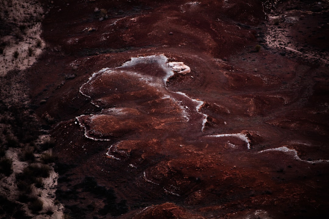 bird's eye view photography of brown field