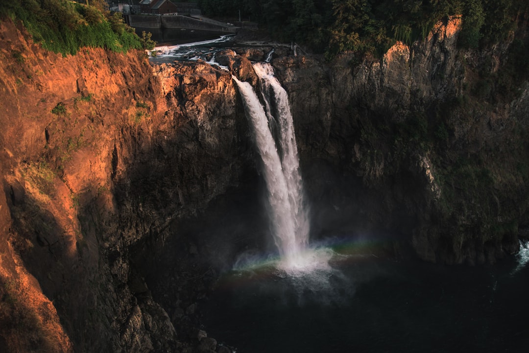 high-angle photography of waterfalls