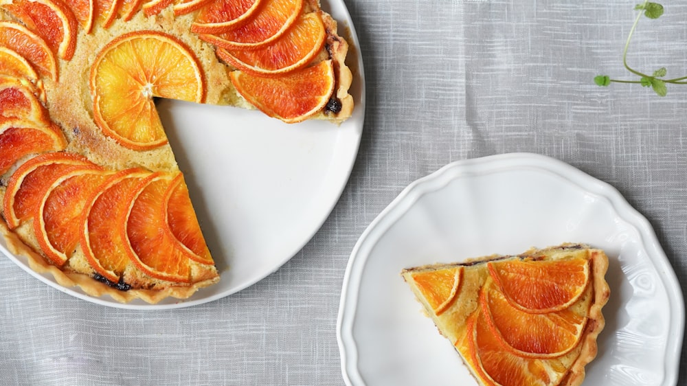 slice of orange pie in plate