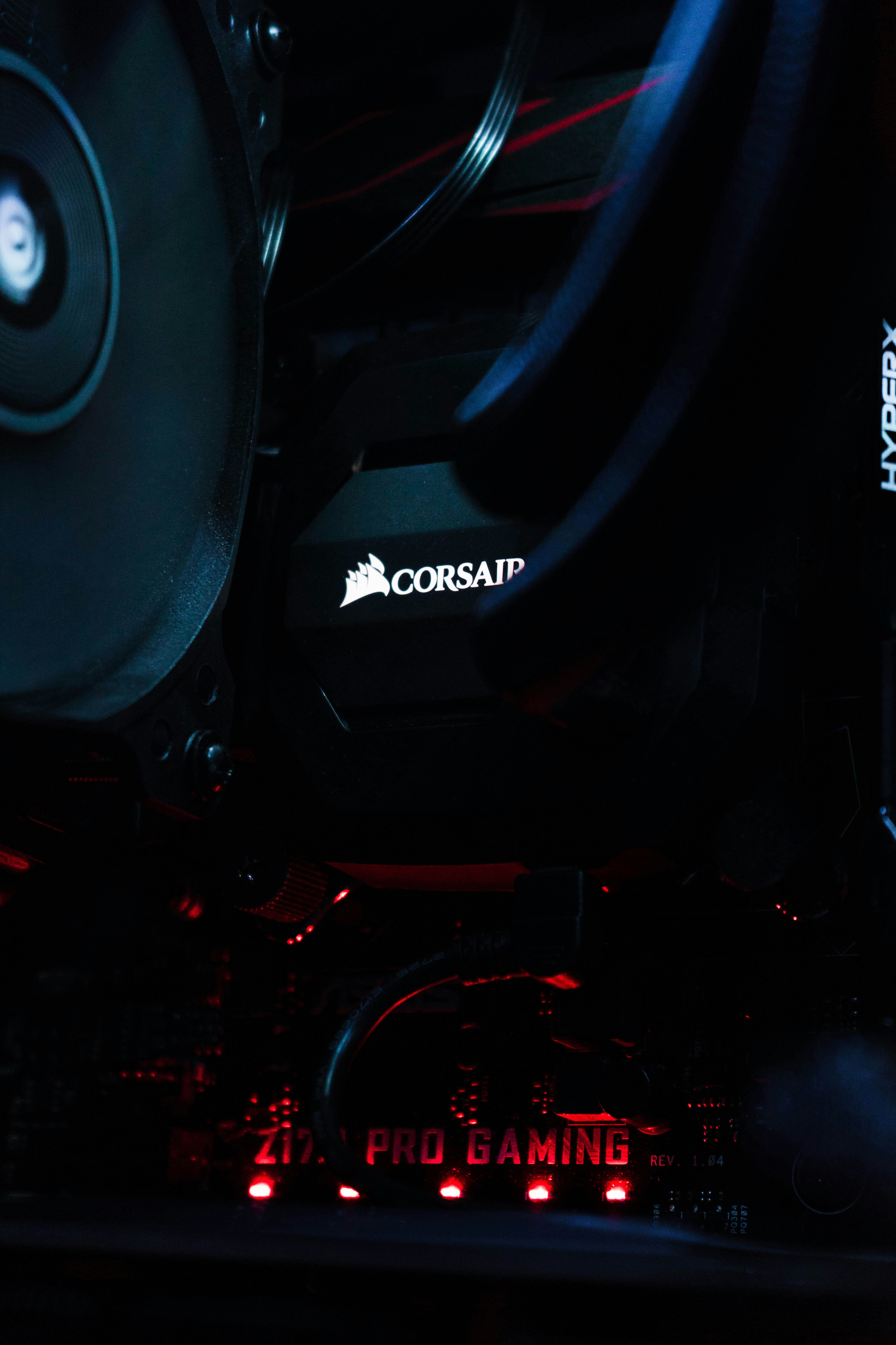 Picture of the interior of my gaming pc at night.
