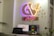 A modern office setting with colorful canvas art enhancing the workspace ambiance.
