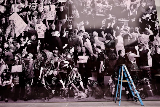 A collage of social media posts and digital art representing youth-led political activism.