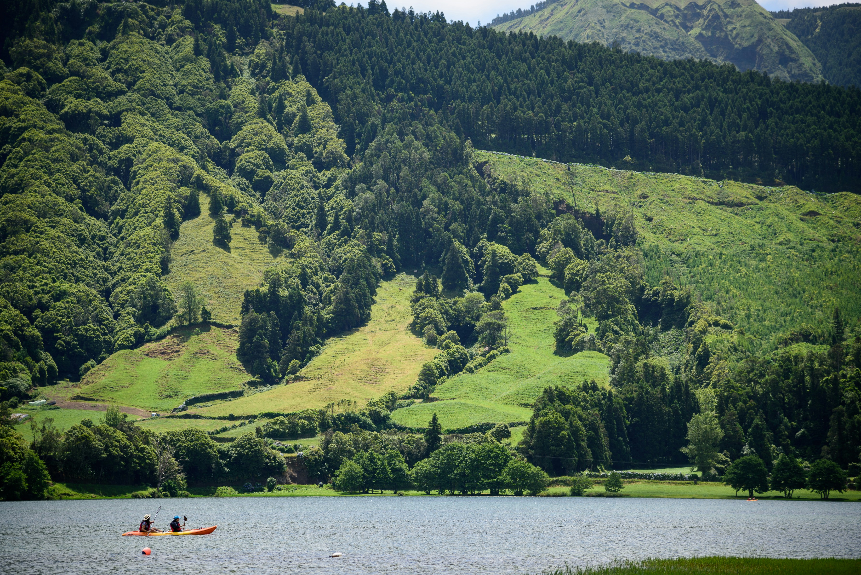 two person sailing on boat near island, 