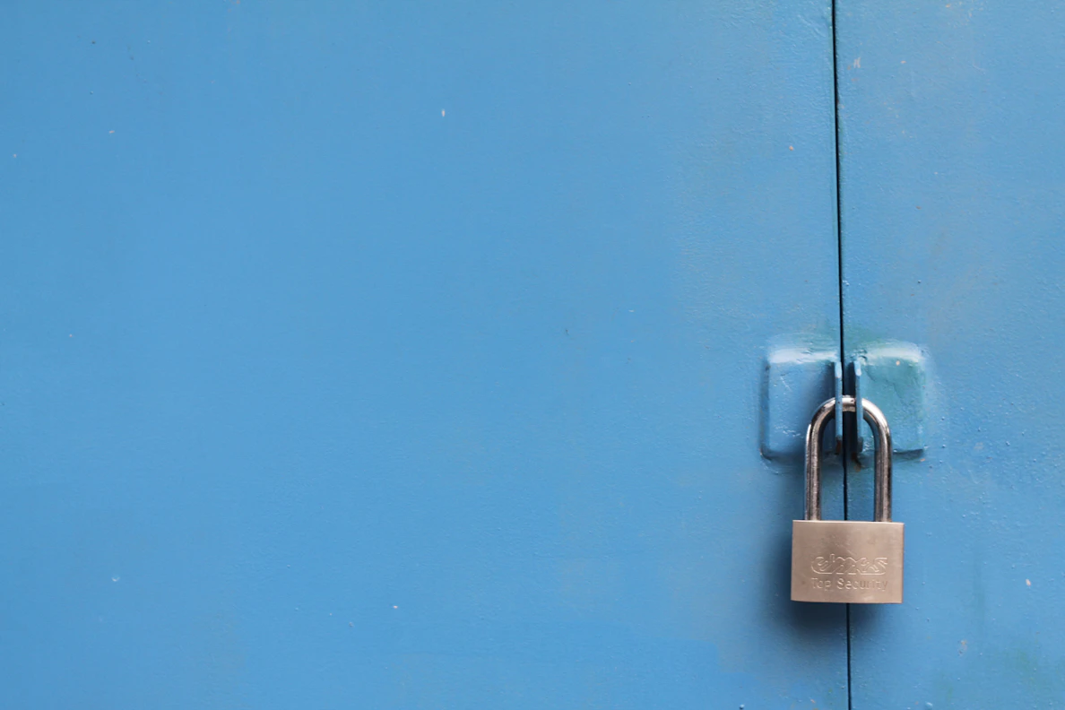 A silver padlock