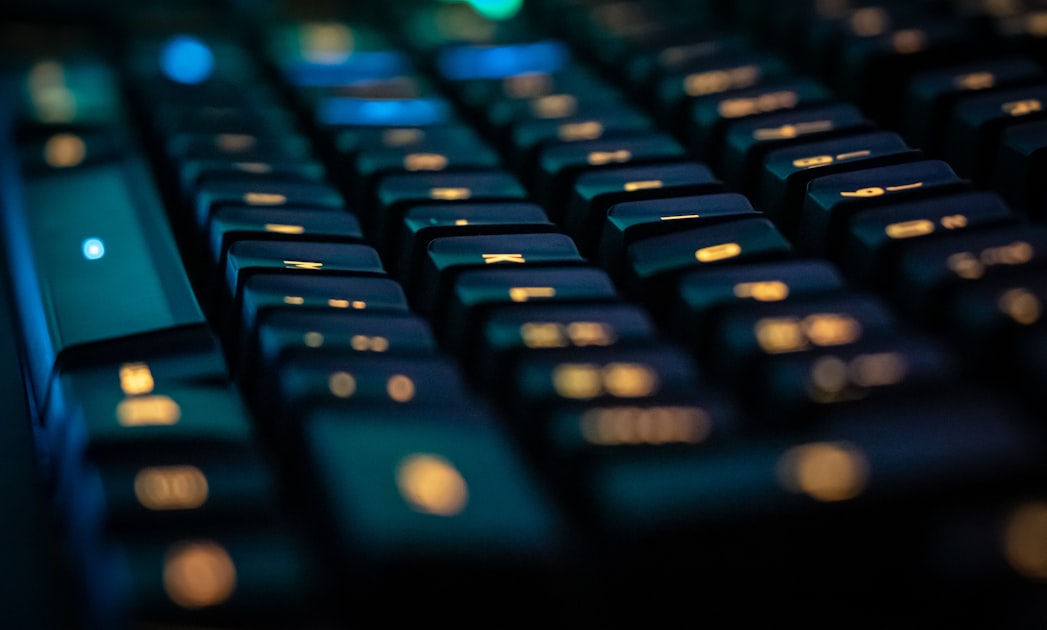 Keyboard lit evenly in a dark room
