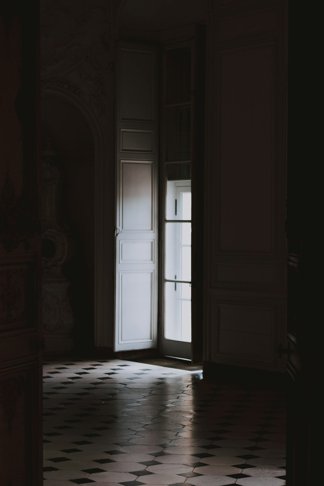 white wooden door