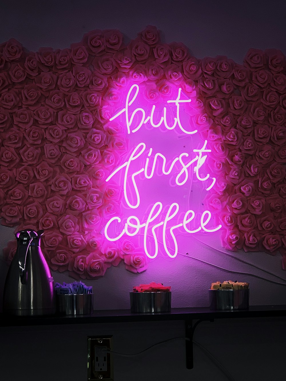Pink But First Coffee Neon Sign Photo Free Light Image On
