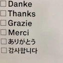 danke, thanks, grazie, merci