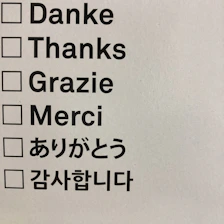 danke, thanks, grazie, merci