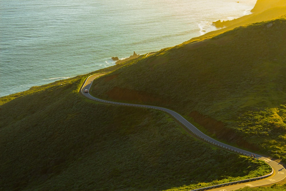 aerial view photography of road