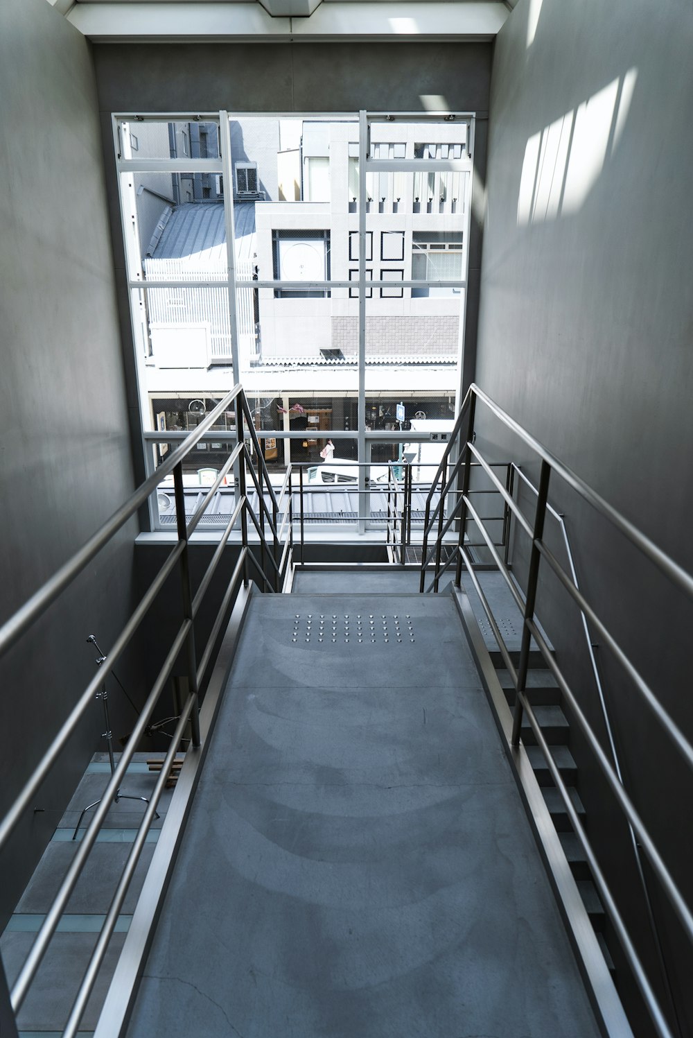 grey and black stair