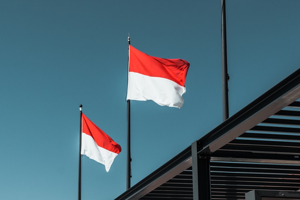 red and white flags