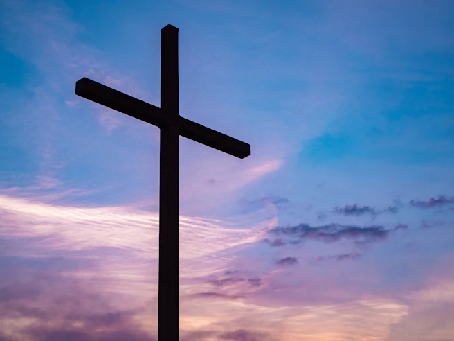 view of cross during golden hour