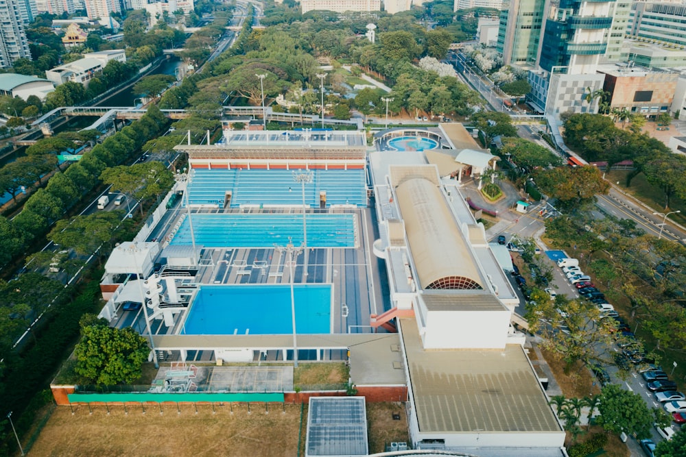 aerial view photography of swimming pool