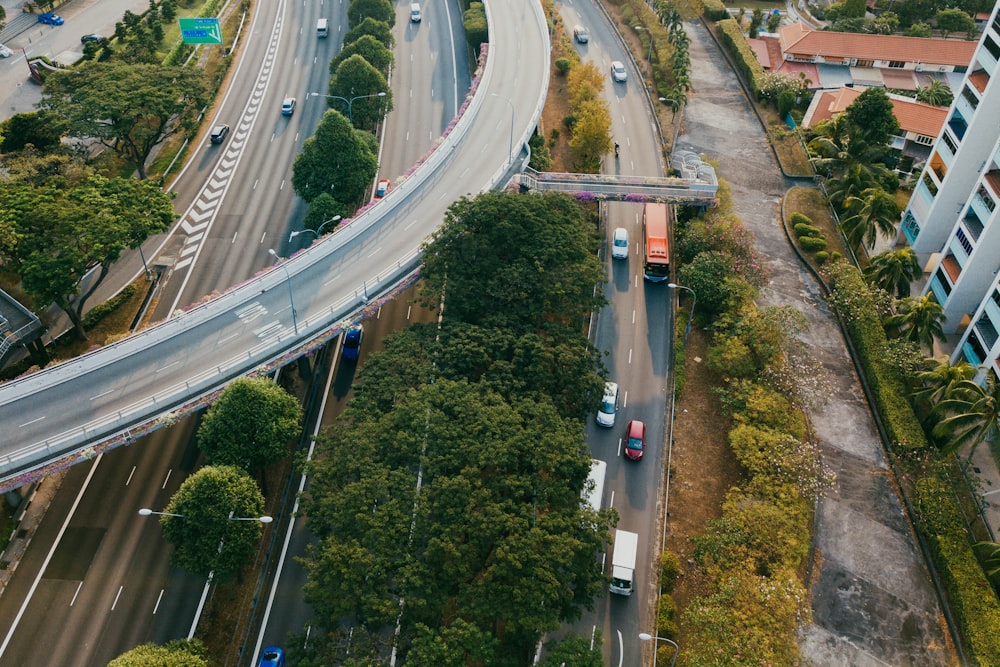 aerial photography of vehicles running on highway