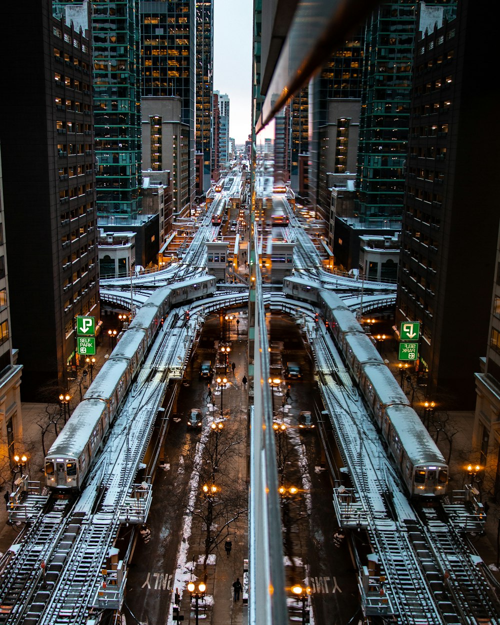 aerial photography of subway station