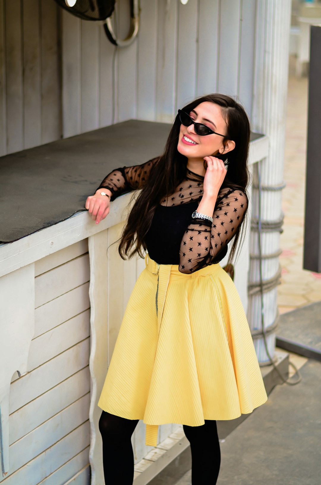 women's yellow midi skirt