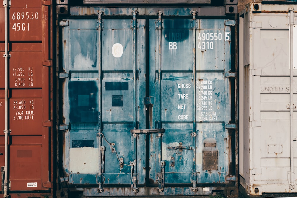 blue intermodal container