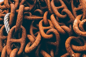 view of stained metal chain