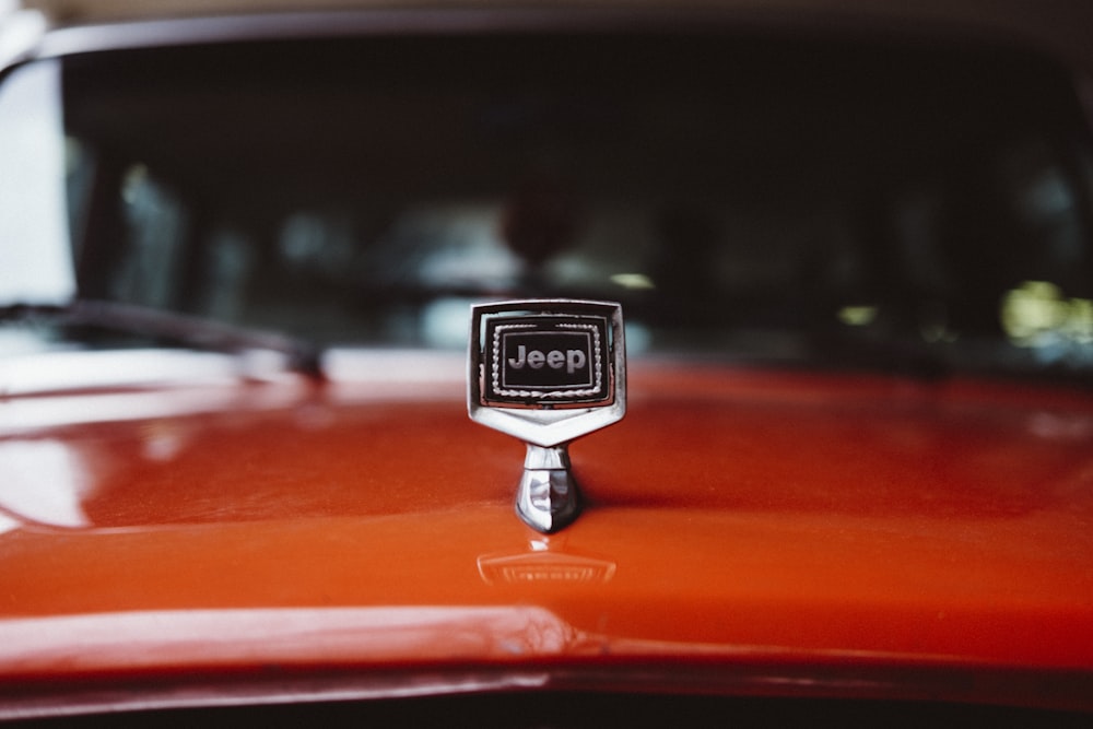 chrome Jeep emblem on hood