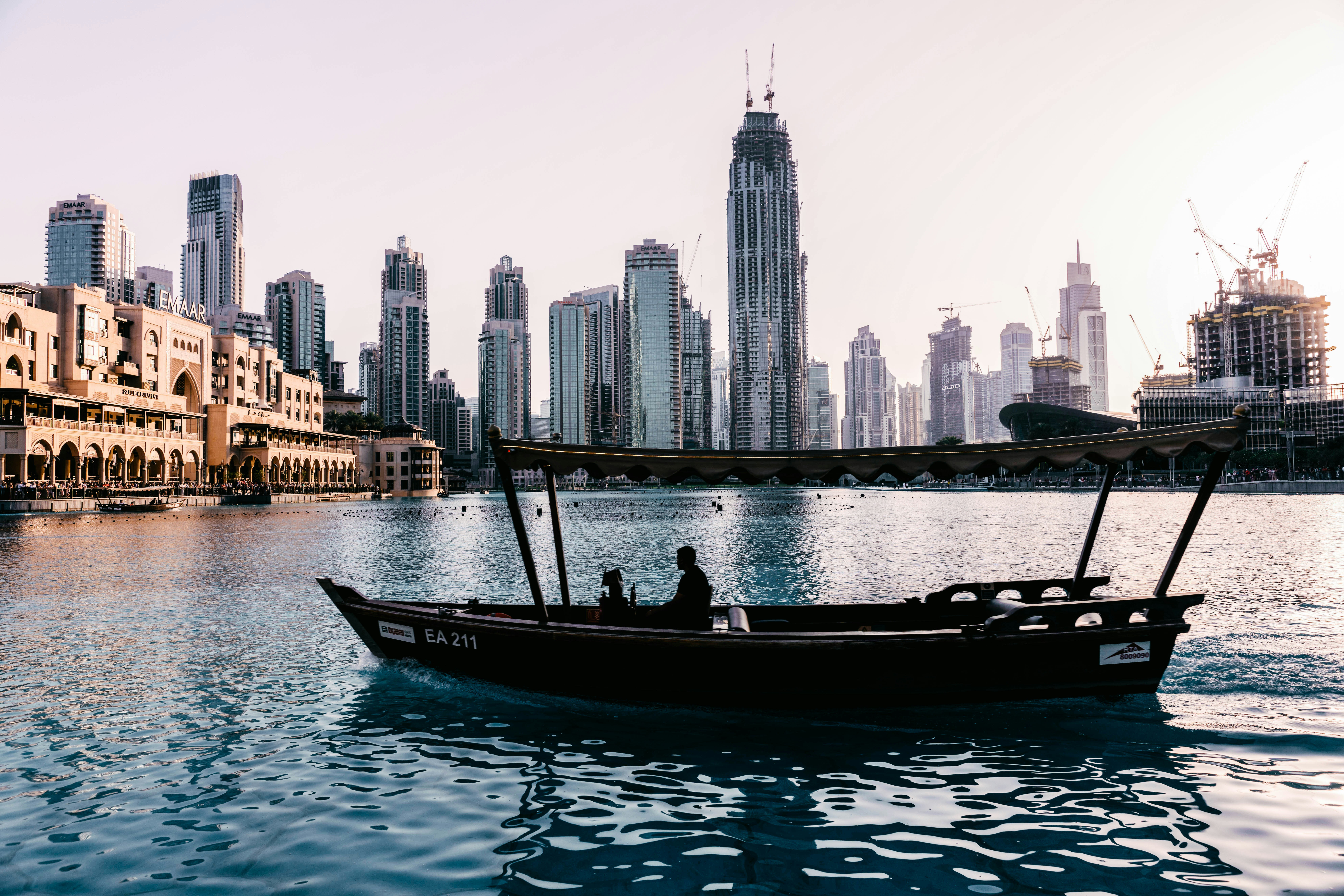 Luxury yachts and high-rise buildings in Dubai Marina