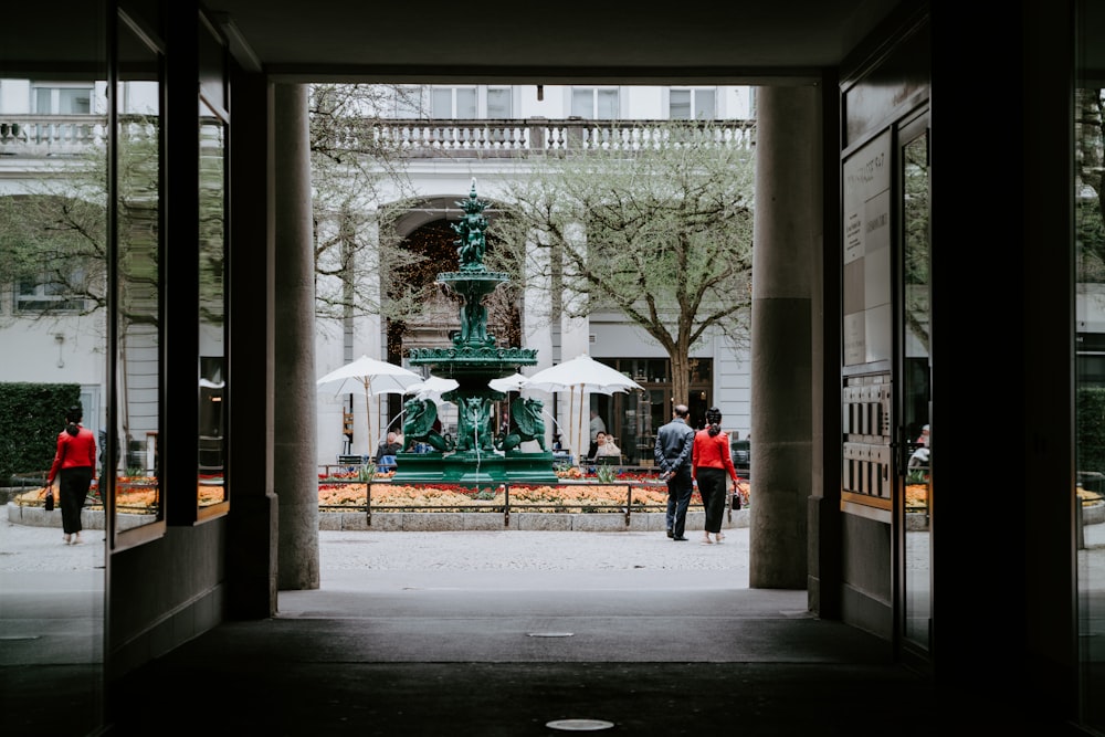 two person outside the building