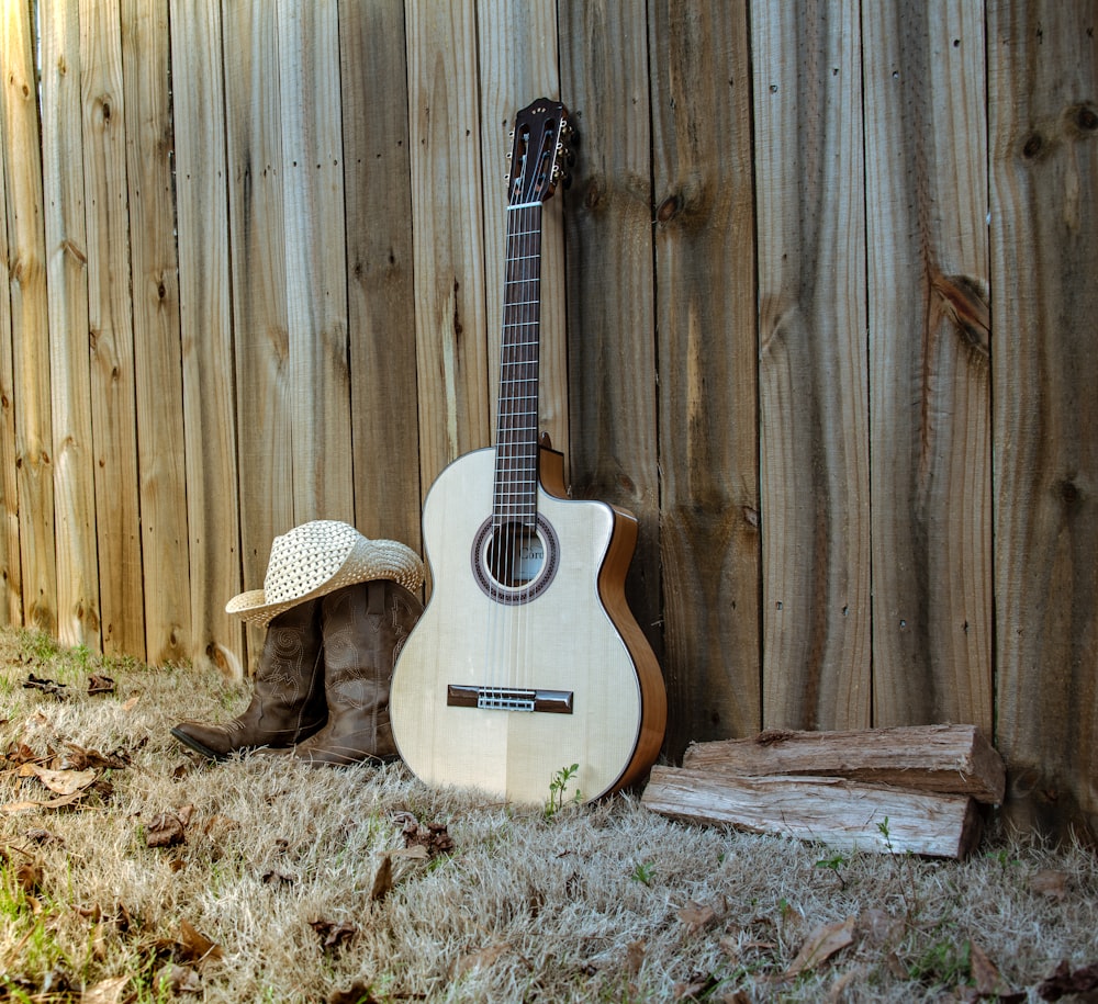 brown classical guitar