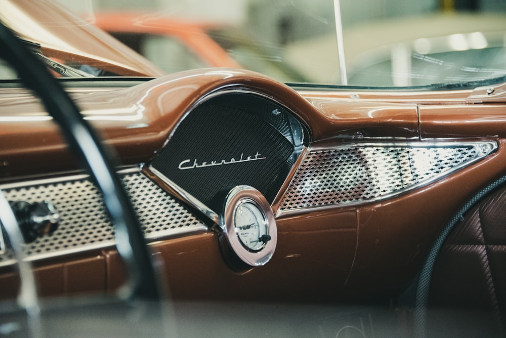brown and silver Chevrolet car interior