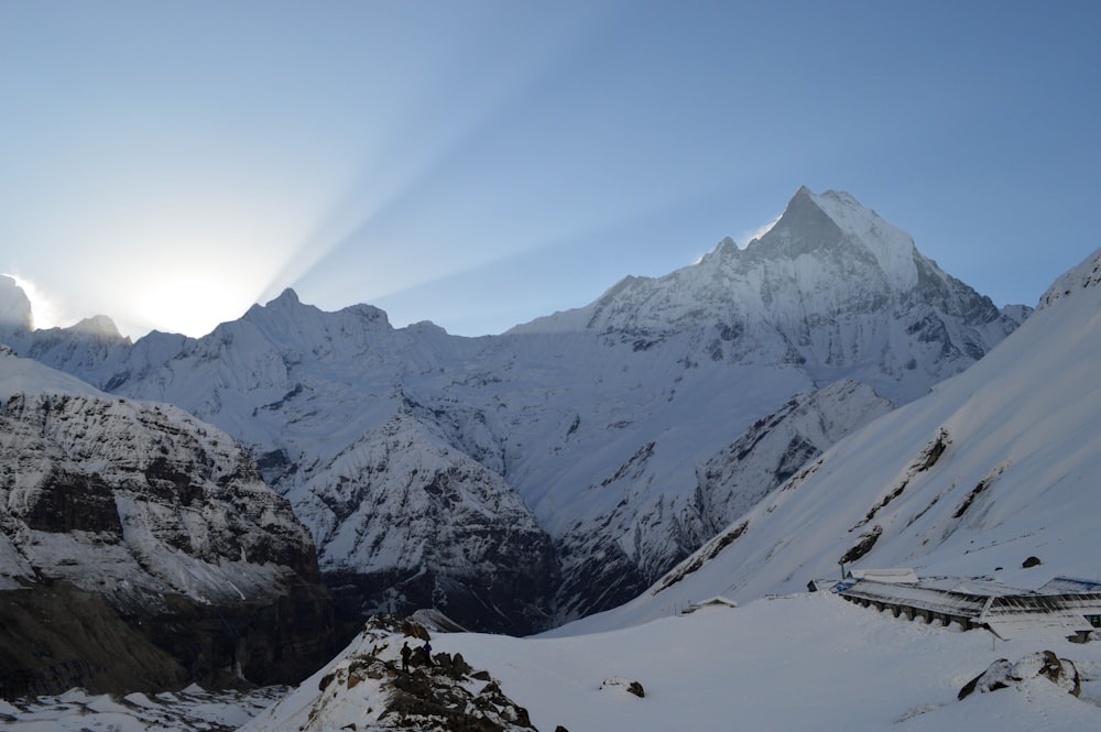 mountain filled with snow at daytime