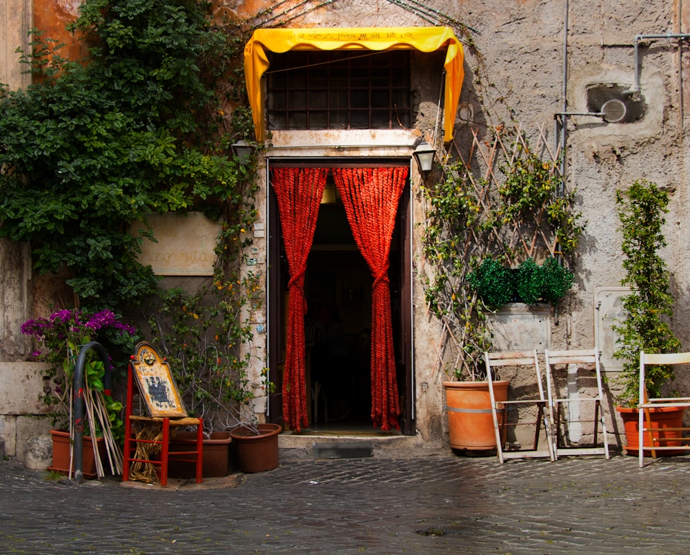 red curtain on doorway