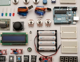 flat lay photography of circuit board