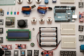 flat lay photography of circuit board