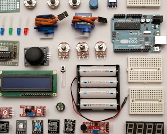 flat lay photography of circuit board