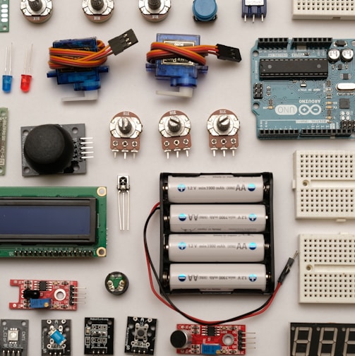 flat lay photography of circuit board