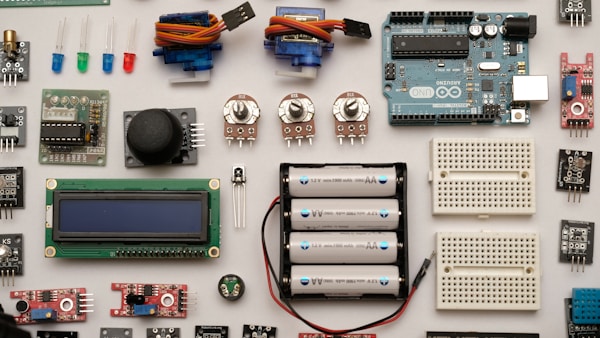 flat lay photography of circuit board