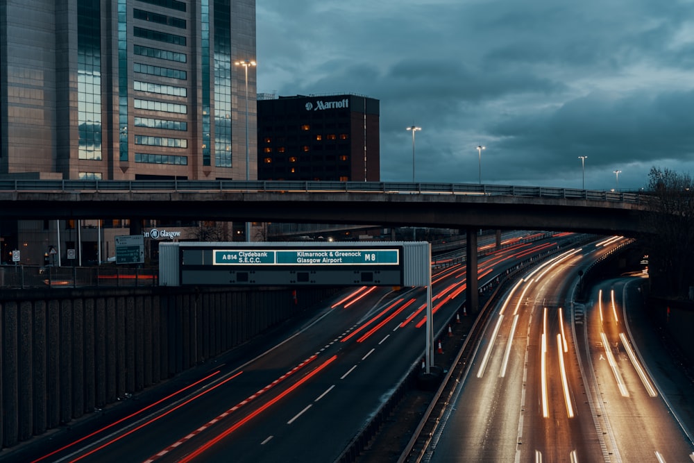 road at night long exposure photography