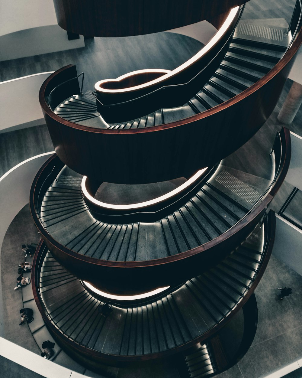 brown spiral stair