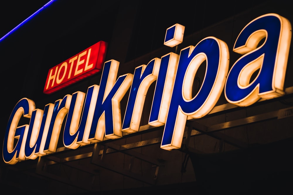 Hotel Gurukripa neon signage