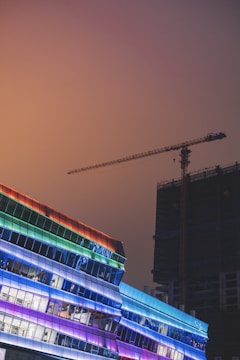 A vibrant photo capturing the facade of a recently completed modern building project.