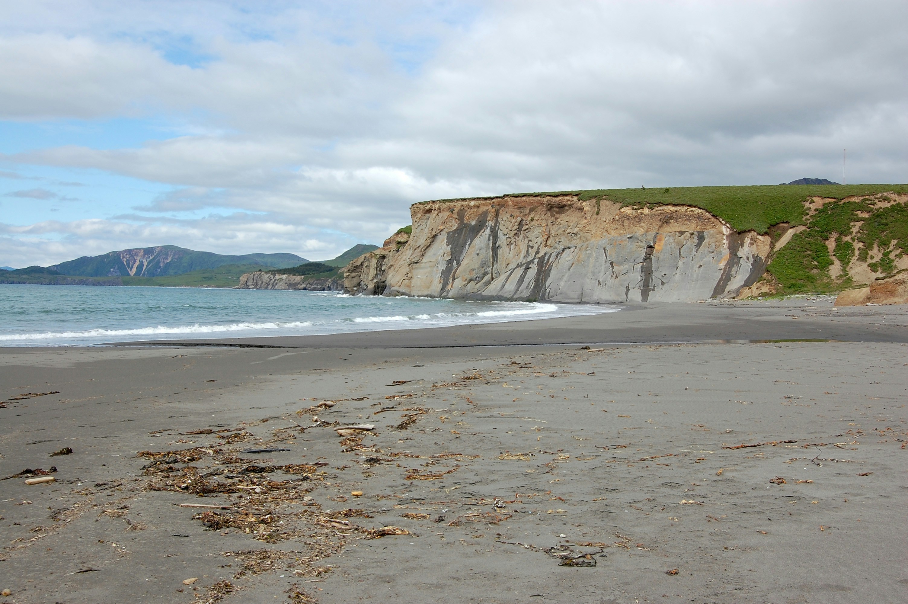 mountain near shore