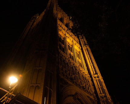 Architect photographing a glowing gothic cathedral at golden hour, capturing intricate stone patterns and sharp shadows with a wide-angle lens.