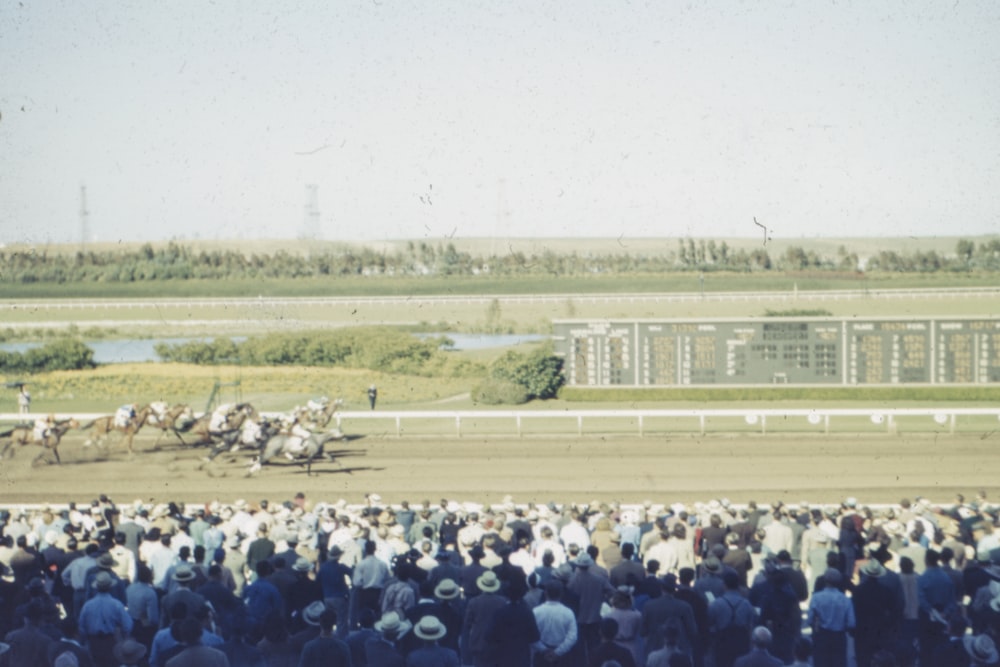 crowd near building