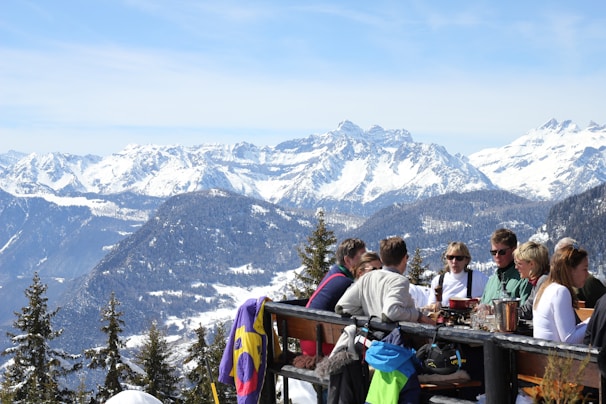 Guests enjoying a meal at a lodge restaurant.