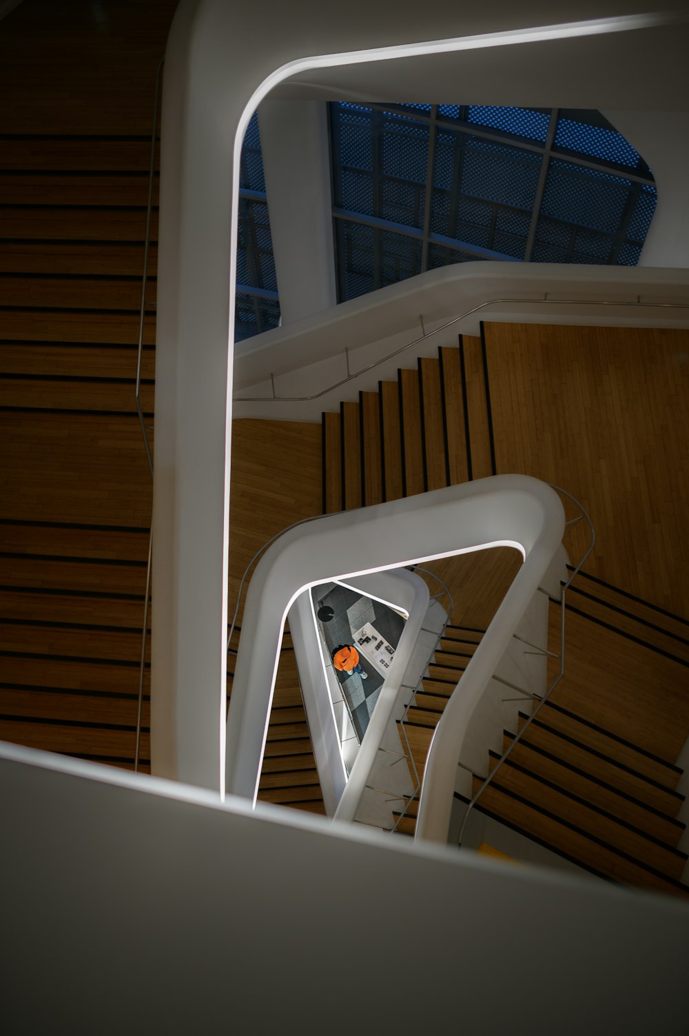 spiral wooden stairway