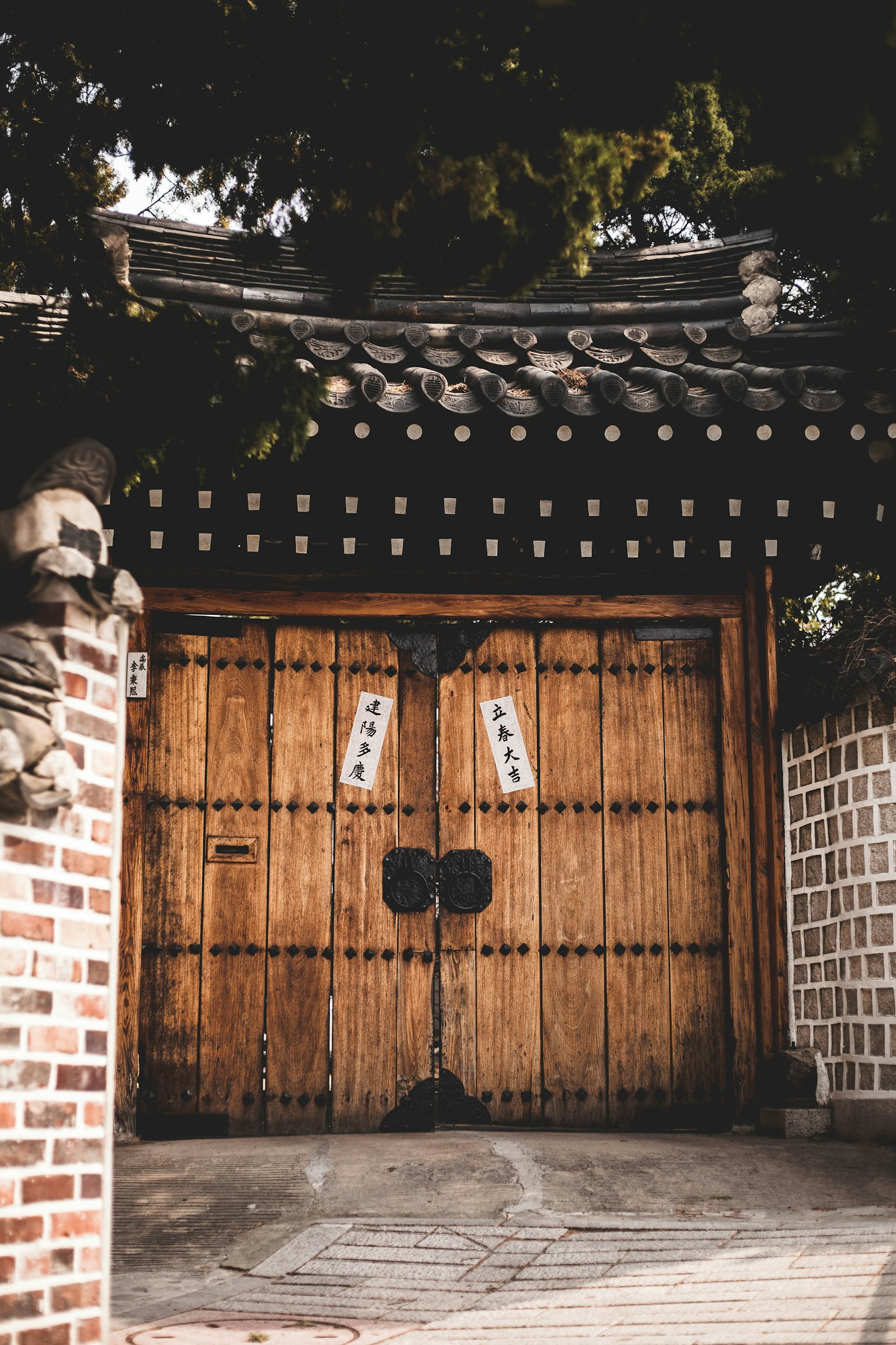 Canon EOS 5D Mark II sample photo. Closed brown wooden gate photography
